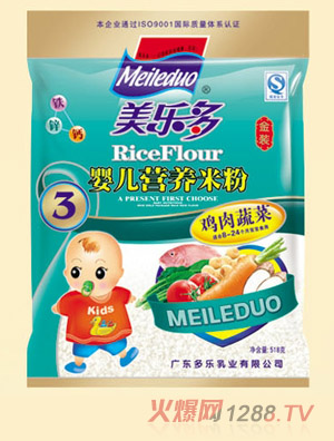 美多樂(lè)袋裝雞肉蔬菜嬰兒營(yíng)養(yǎng)米粉3段